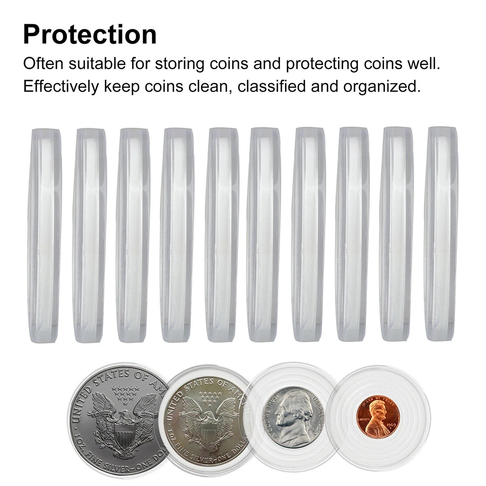 20Pcs 46mm 19/24/29/34/39MM Transparent Round Coin Box Capsules Storage Coin Collection Holder Containers Home Supplies