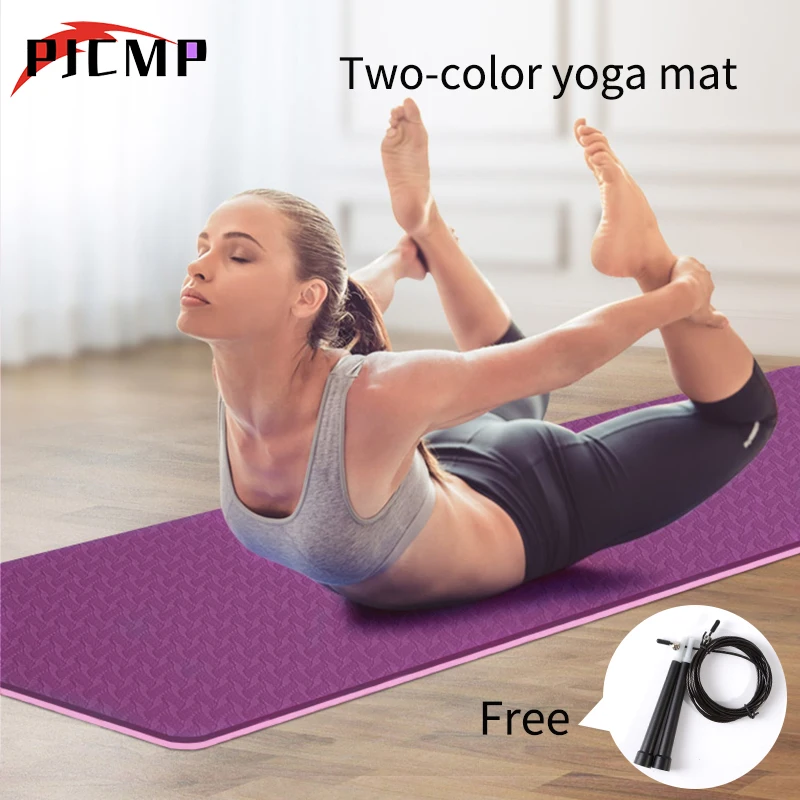 TPE Pro Yoga Mat Classic 6mm Eco Friendly Multicolor Fitnees Mat with Carrying Strap Non Slip Carpet for Pilates Floor Exercises