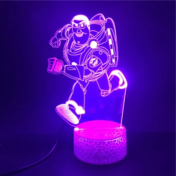 

3D Lamp Atmosphere Cartoon Toy Story Buzz Lightyear The Alarm Clock Base Pretty Gift Battery Powered Usb Led Night Light Lamp