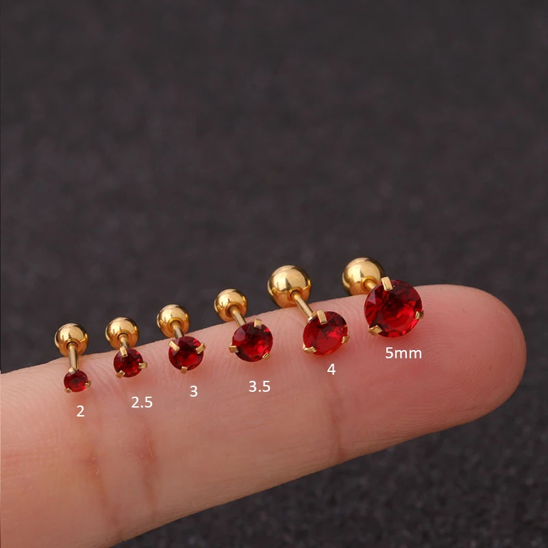 2Pcs Small Round Cz Tragus Cartilage Rook Helix Snug Conch Earring 20G Prong Gem Monroe 16G Tragus Helix Ear Piercing