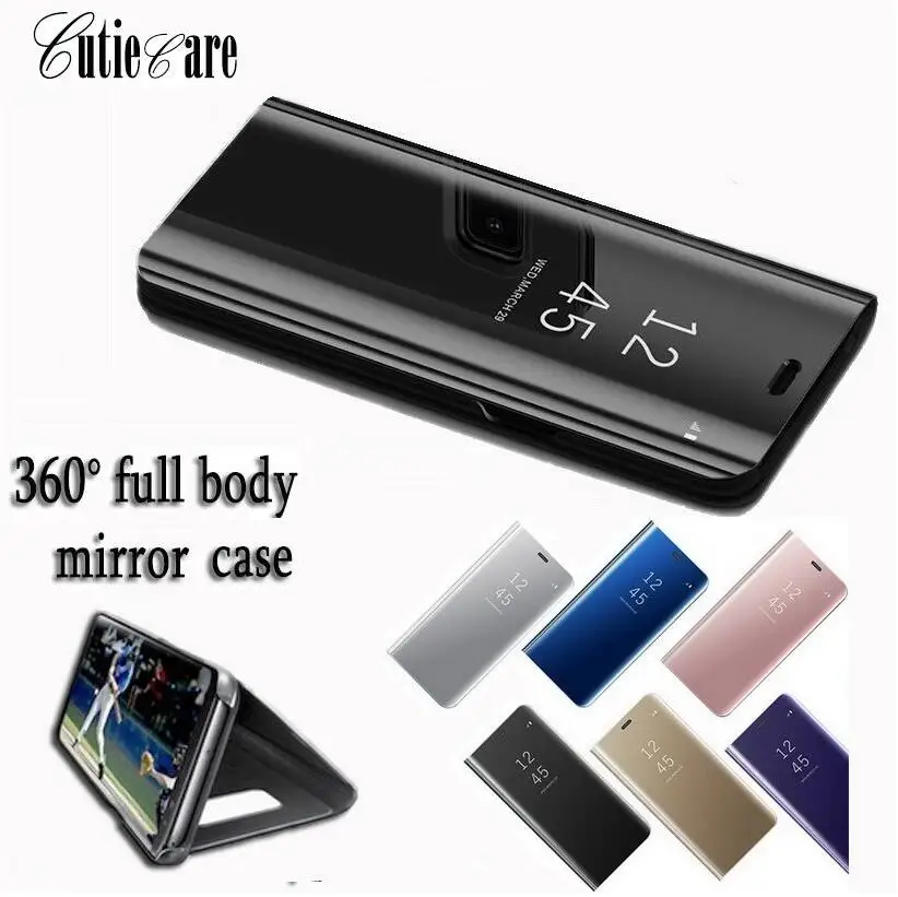 

Newest Flip Stand Phone case for iPhone X Plus Clear View Smart Mirror Case For iPhone 9 8 7 6 s Plus Cases 360 Full body cover