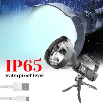 

XHP70 Portable Spotlights 4 Modes Powerful LED Flashlight with Mountable Bracket Waterproof Rechargeable Searchlight 8000 MAH