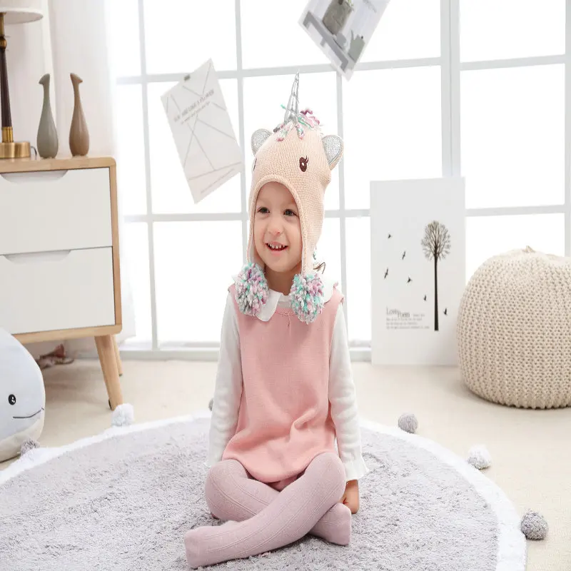 Big eye unicorn children's autumn and winter hat knitted hat baby hat warm hat children's hat