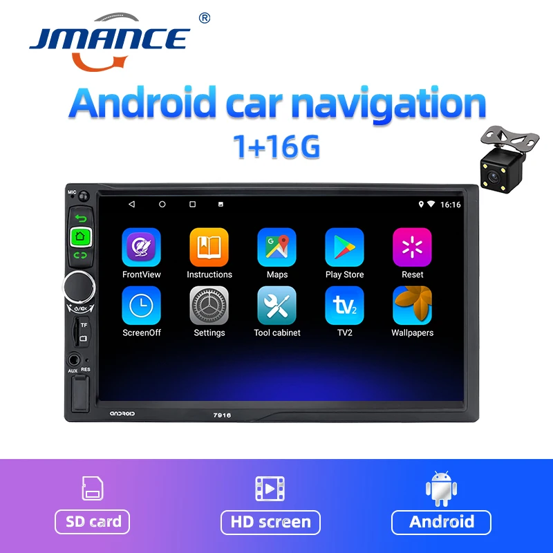 Автомобильный мультимедийный плеер JMANCE 7916 2 Din Android 9 1 Авторадио подголовник