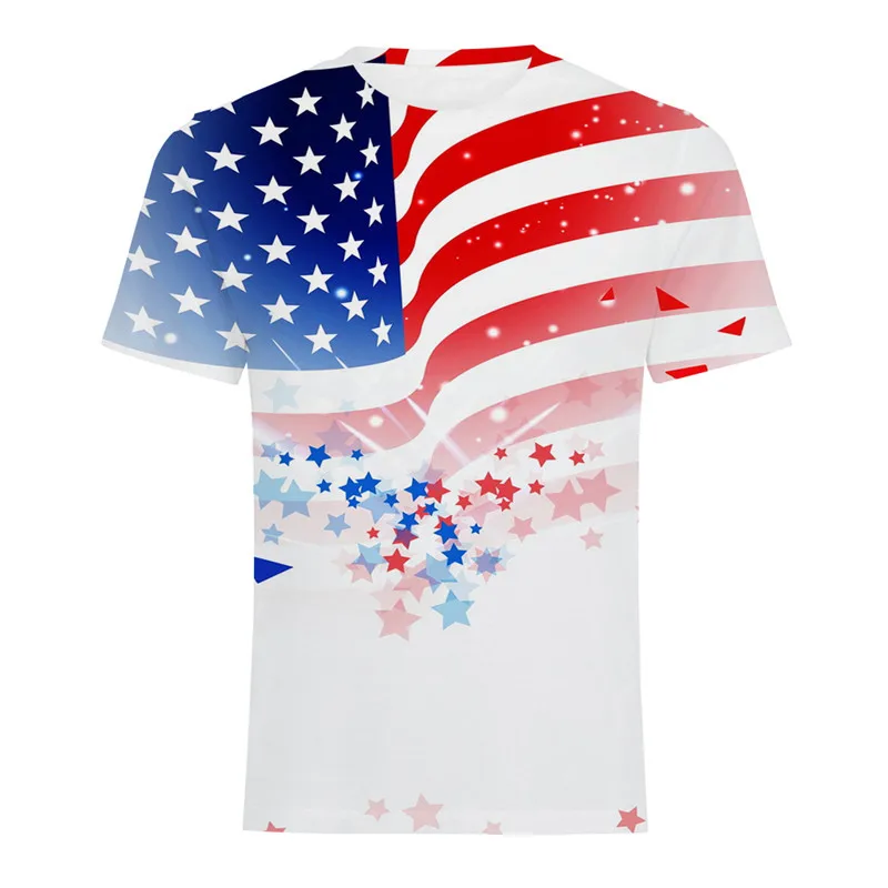 

2019 Independence Day USA Flag 3d t-shirt Men Women Print Striped American Flag long sleeve Summer Tee top plus size S- XXXXL