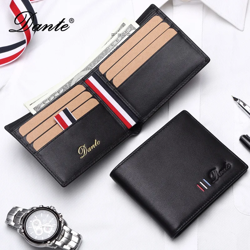 

Dante Brand Wallet RFID Anti-Theft Brush MEN'S Wallet First Layer Cow Leather Wallet
