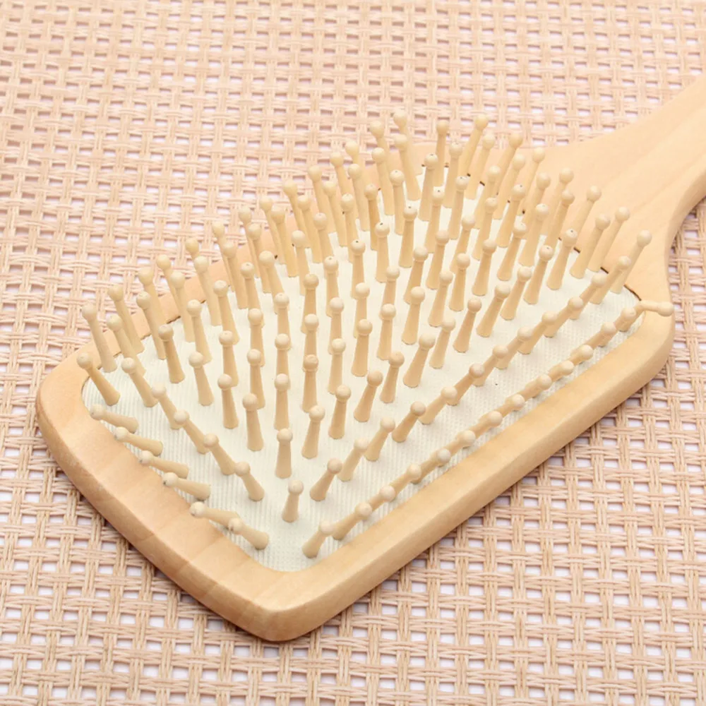 Черный белый деревянный весло щетка Антистатический гребень