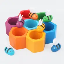 Деревянная детская обучающая клипса музыкальный улей игры Раннее детство образование Интеллект цвет познание клип маленькая пчела игрушка