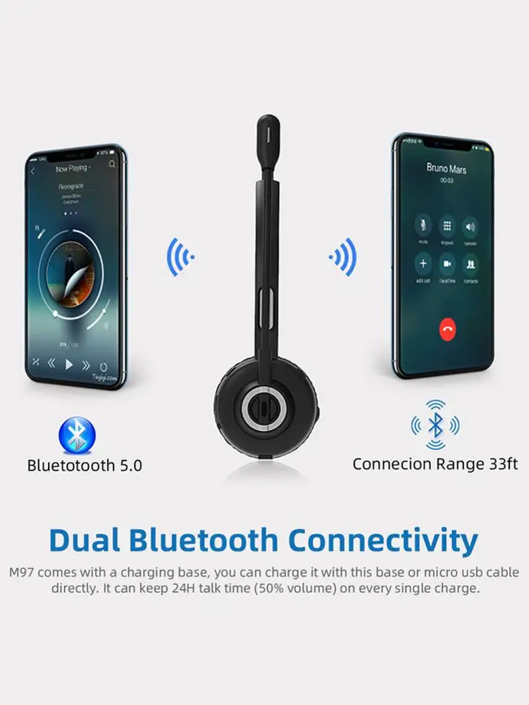 Bluetooth 5,0 гарнитура Беспроводные наушники с шумоподавлением наушник с микрофоном/зарядная док-станция для iPhone Android мобильных телефонов