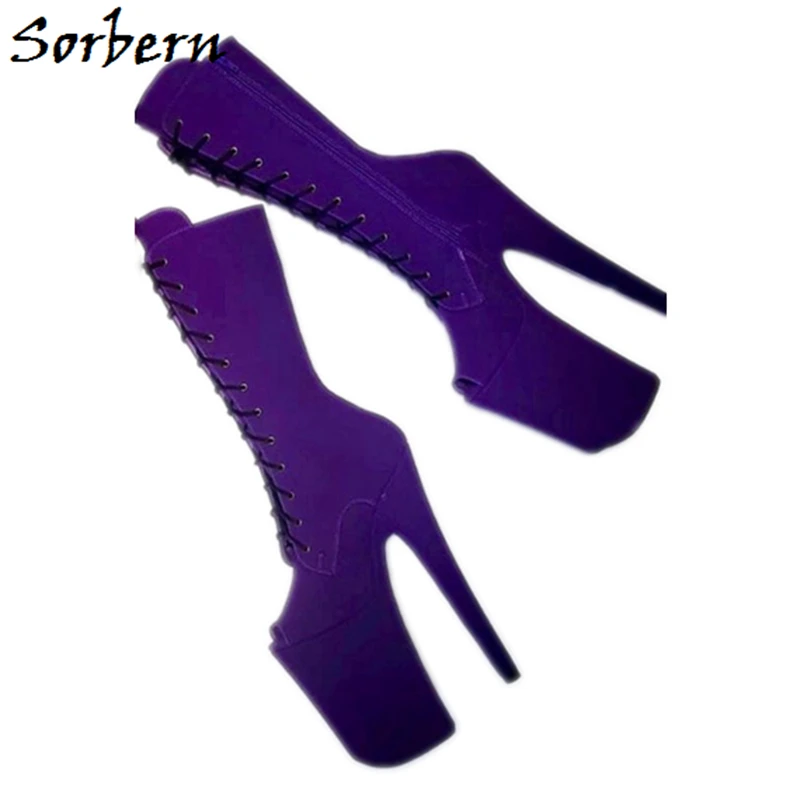 

Sorbern Mid Calf Extotic Boot Women High Heel 20Cm Platform Shoes Custom Colors Size 34-45 Open Toe Lace Up Booties Platform
