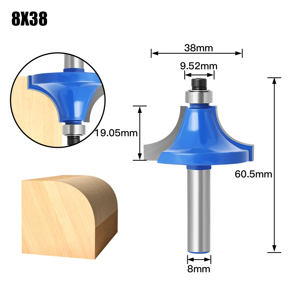 PYouo Fresa Per Legno A 4 Denti | Gambo 8 Mm | Raggi R1, R2, R3 Mm | Tagliabordi Per Bordi E Profili | Cutter Per Trimma
