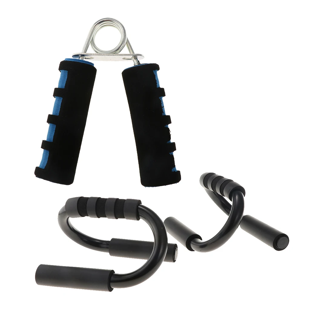 Steel Push up Bars Chest Muscle Pushup Stands& Hand Gripper Strengthener