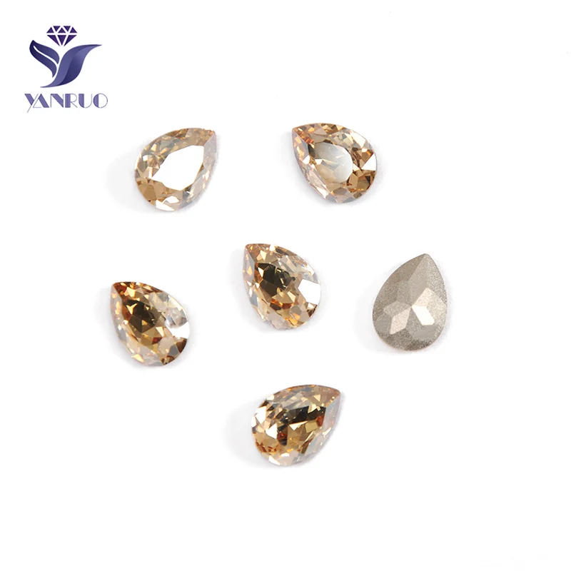 Golden Shadow Yanruo 4320 каплевидные стеклянные декоративные камни с кристаллами для шитья оптом с когтями верхних камней для свадебного платья - Цвет: Golden Shadow