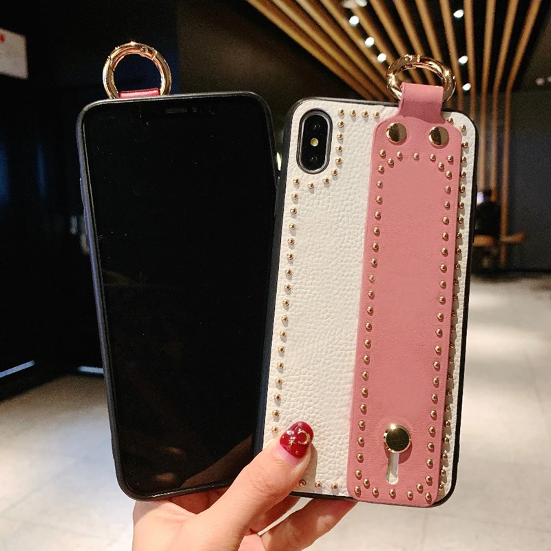 Модный портативный кожаный чехол для телефона для iPhone 11, 11Pro, X, XR, Max, 6, 6 S, 7, 8 Plus, чехол на запястье, защитный чехол для девочек, подарок