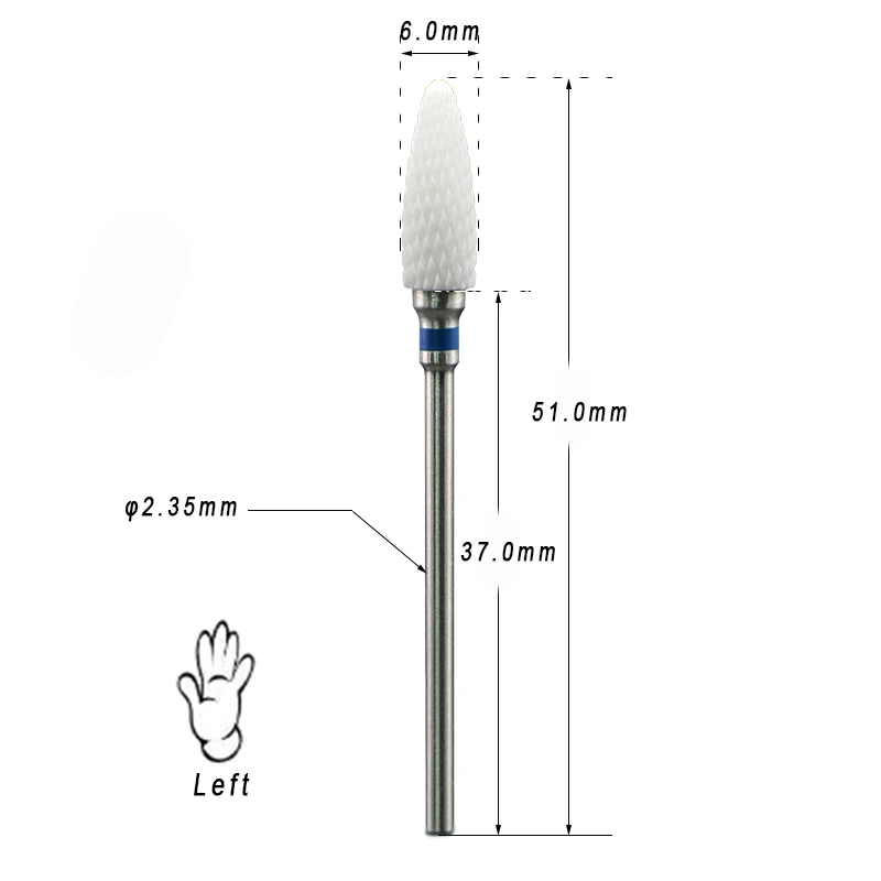 Nail Drill Bit Nail Drill Bits Ceramic Milling Cutters Electric Drill Nail Drill Bit For Removel Gel Polish Varnish For Left-handed Person