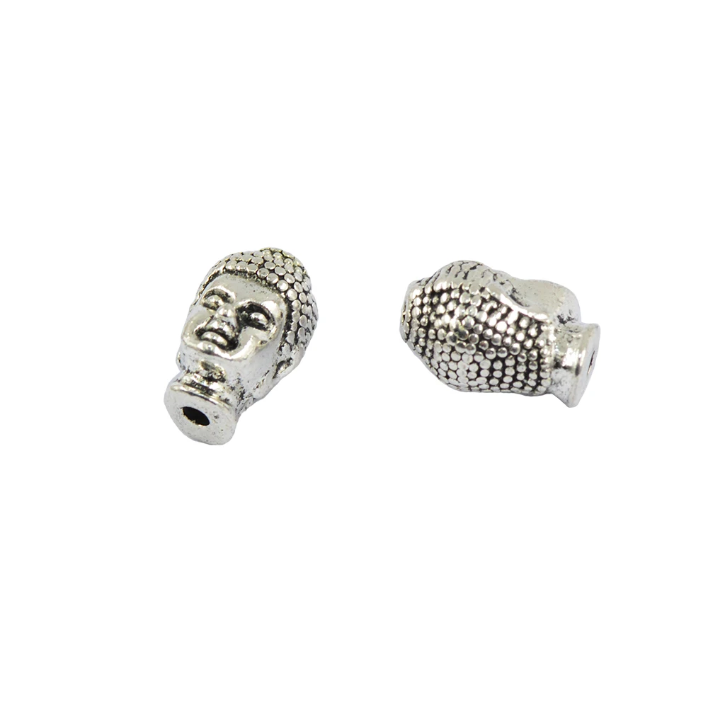 20pcs Tibetan silver color 3D Meditating Buddha Head Shape Pendants Metal Loose Spacer Beads Jewelry Making