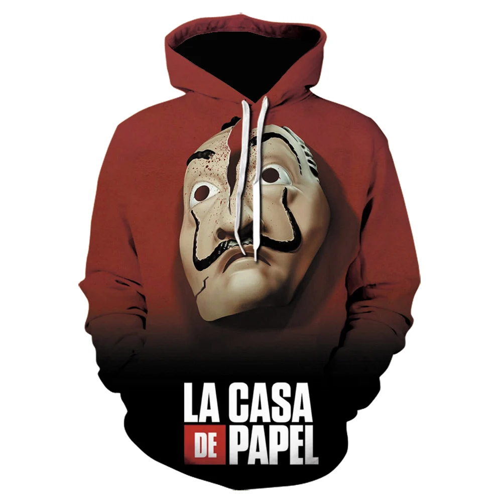 Новинка мужские свитшоты La Casa De Papel толстовки в стиле хип-хоп уличная куртка с 3D