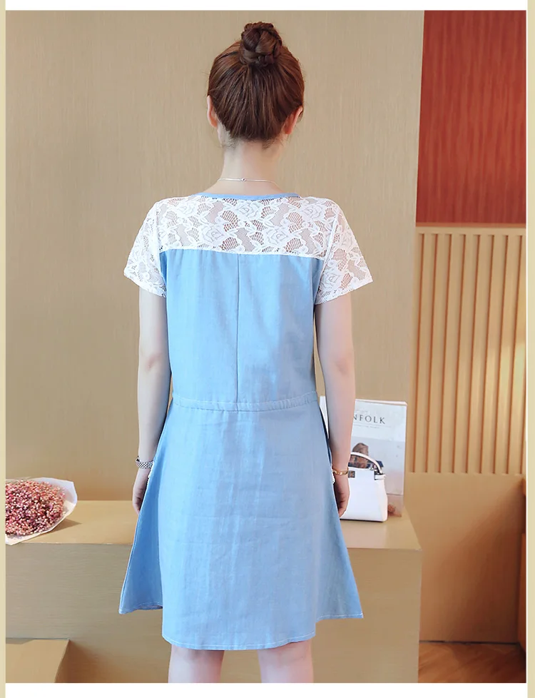 Летняя одежда для кормления модная одежда для беременных платье для беременных в Корейском стиле кружевное платье для кормящих мам