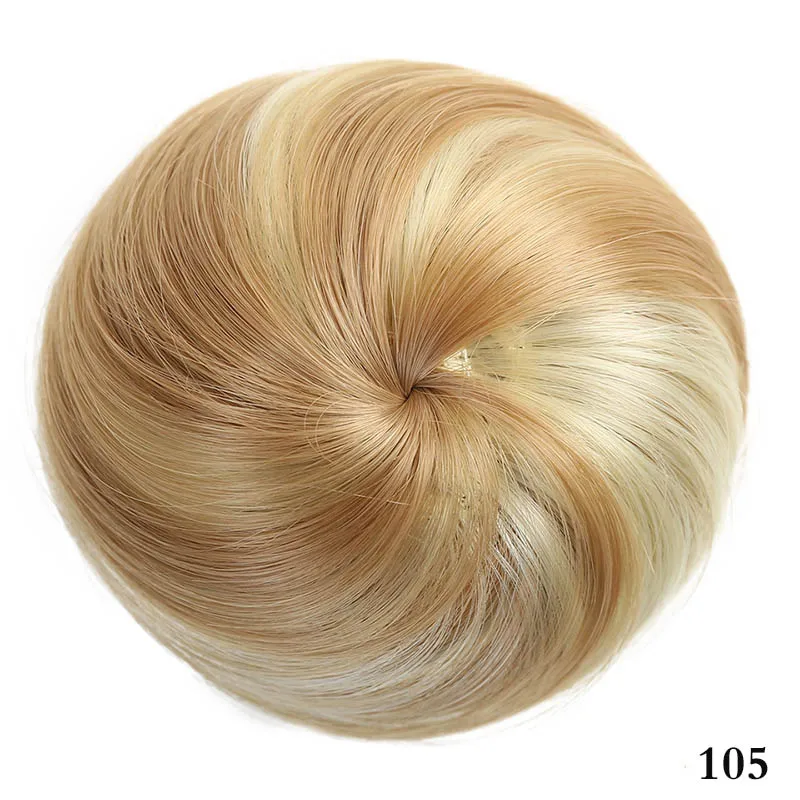 Xuanguang faixa de borracha reta scrunchie пончик-шиньон обертывание cabelo fibra de alta temperatura pedas de cabelo sintético marrom - Цвет: 588-105