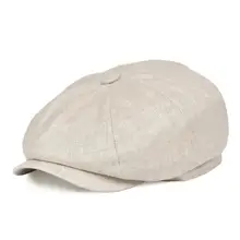 BOTVELA Summer Linen Newsboy Cap Men Women Herringbone Bakerboy Caps Lightweight Breathable Flat Hat Apple Beret Hats 007