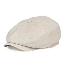 BOTVELA Summer Linen Newsboy Cap Men Women Herringbone Bakerboy Caps Lightweight Breathable Flat Hat Apple Beret Hats 007