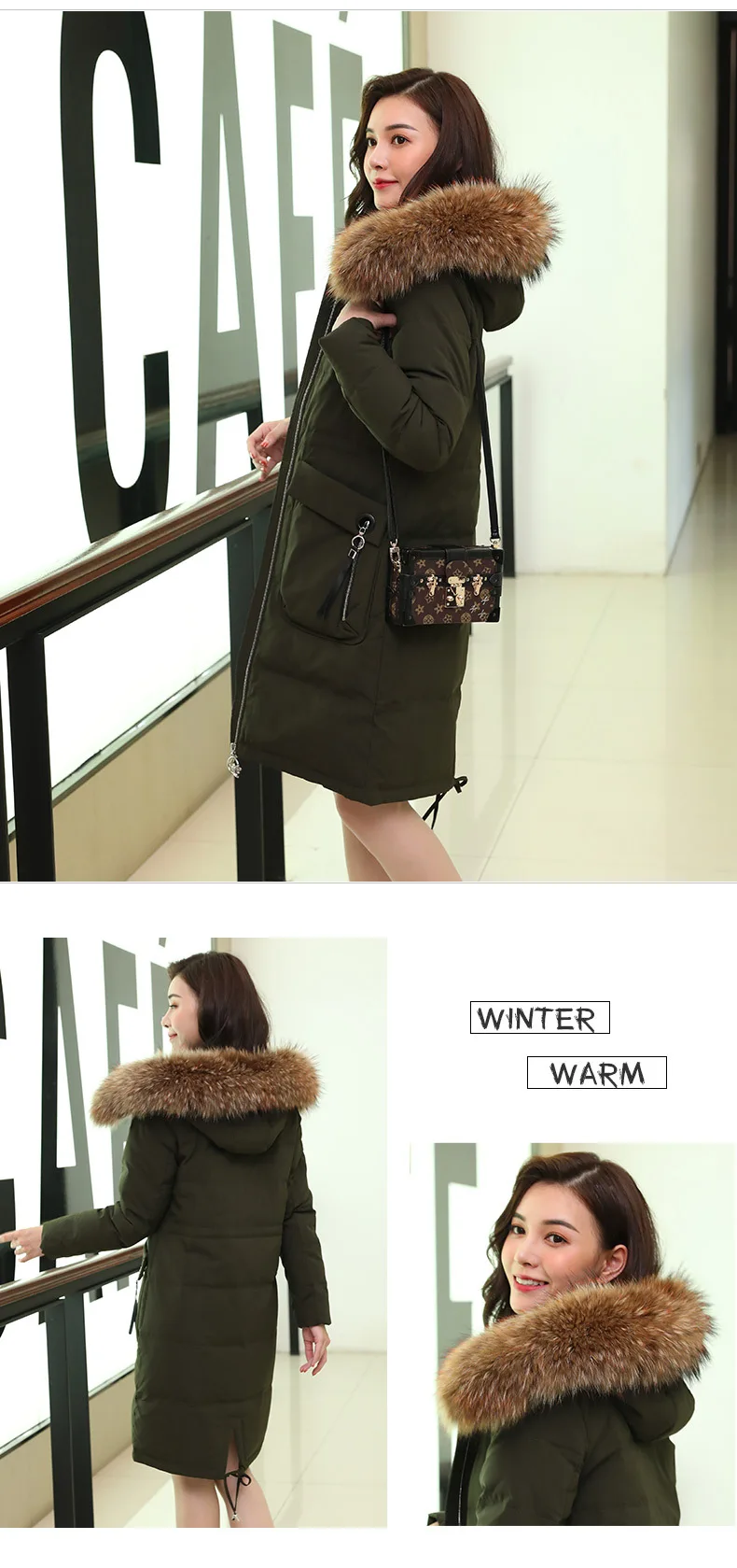 Winter Brand New Style WOMEN'S down Jacket Thick-High-End Slim Fit Raccoon Fur Collar Mid-length down Feather Coat