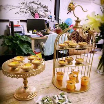 

20cm Wrought Iron Bird Cage Shaped Dessert Display Stand Table Decoration Multi-layer Cake Rack Snack Holder Metal Rack Banquet