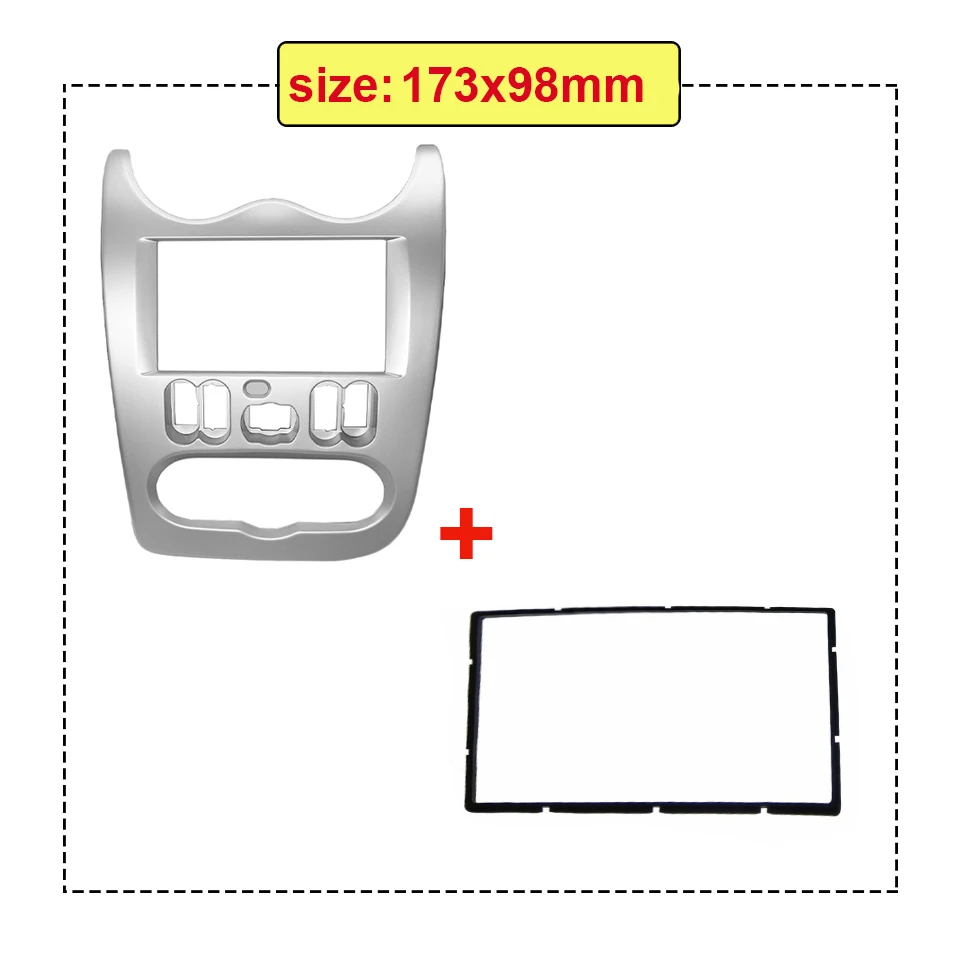 173X98mm Двойной 2 Din автомагнитола DVD стерео рама Панель Крепление фасции для Renault Logan Sandero Dacia Duster In-dash Установка отделка комплект - Название цвета: 173X98mm