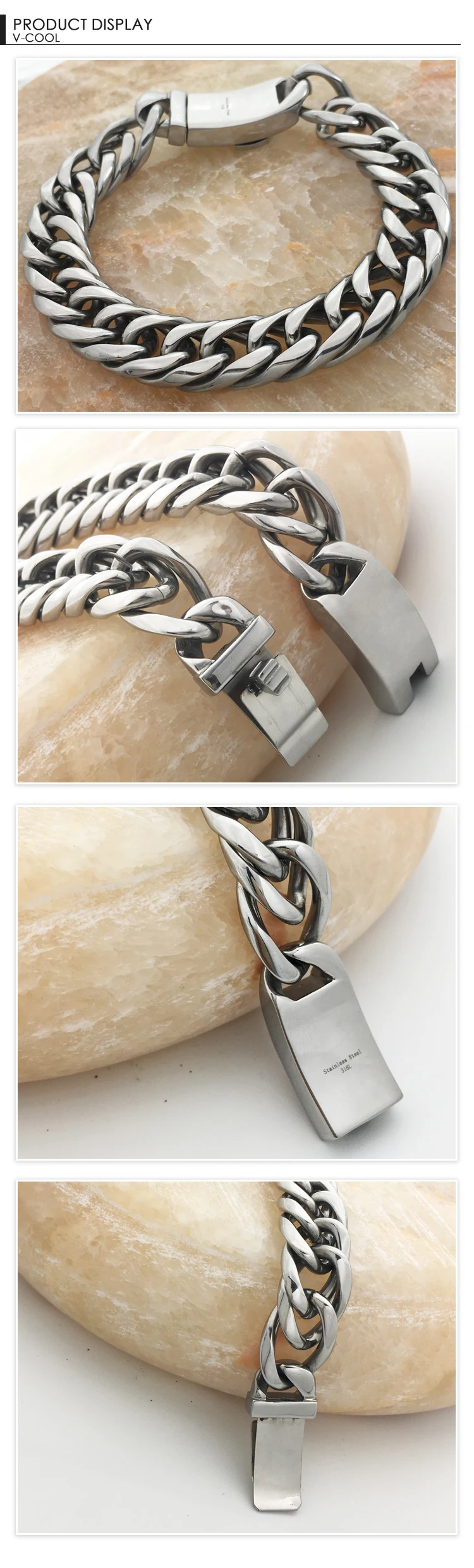 Хип-хоп Байкерский браслет-цепочка из нержавеющей стали для мужчин и женщин, мотоциклетный браслет, ручная подвеска, браслеты, ювелирные изделия, подарки 034