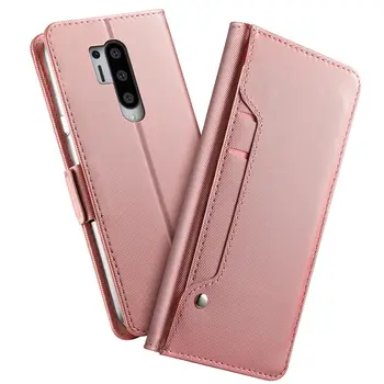 

for OnePlus 7T 8 Pro Case PU Leather Wallet Case Flip Kickstand Cover with Mirror and Card Slots Shockproof Magnet Buckle Fundas