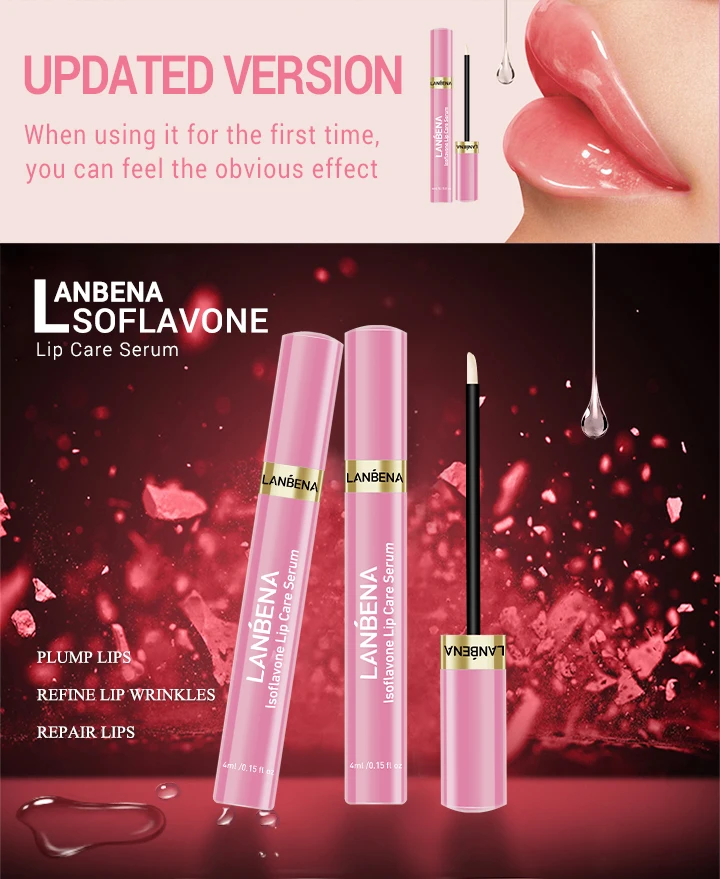 LANBENA Lip Plumper Serum Lip Mask Reduce Fine Lines Resist Pigment Increase Lip Elasticity Lip Gloss Moisturing Lipstick Makeup