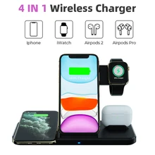

15W Foldable Dual Seat QI Wireless Charger For iPhone Samsung Fast Charging Dock Station For Apple Watch Charger For Airpods Pro