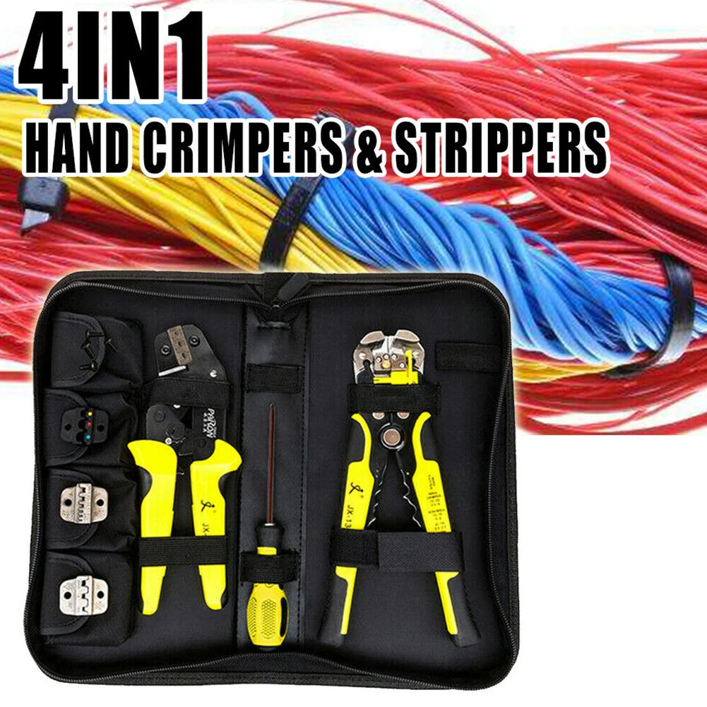 Insulated 4 In 1 Wire Terminal With Bag Connector Replacement Labor Saving Multiple Specifications Crimping Pliers Set Portable