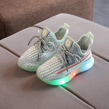 

Fashion Boys Girls Shoes Children LED Light Shoes Air Mesh Anti-Slippery Breathtable Quality Sneakers Shoes For Kindergarten Hot