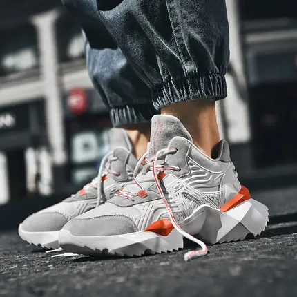 cheap Hip Hop Dance Street Chunky Sneakers Men Thick Bottom Mesh Casual Shoes Men White Fashion Tenis Masculino Adulto Sneakers
