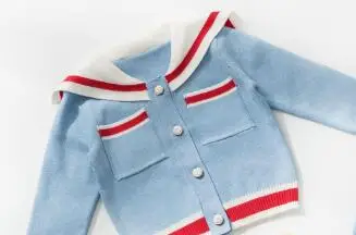 sweater Свитер для девочек, вязаный кардиган с вырезом лодочкой синего цвета, топы для маленьких девочек - Цвет: sweater