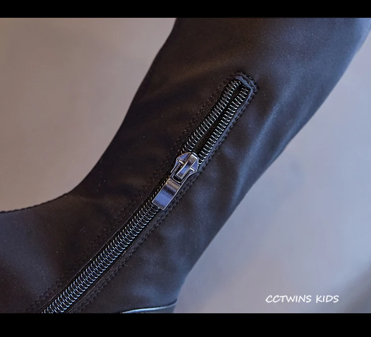 CCTWINS/детская обувь; коллекция года; сезон осень; модные черные повседневные высокие сапоги для девочек; детская мягкая обувь до колена для малышей; нарядные ботинки; HB045