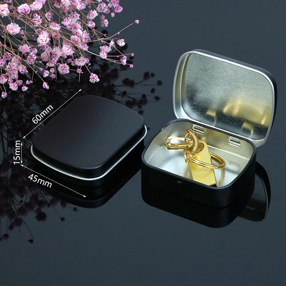 Cigarette Case Box 1 pc Survival Kit Tin Black Tobacco Storage Box Clamshell Containers for Jewelry Candy Coin Key Organizer 