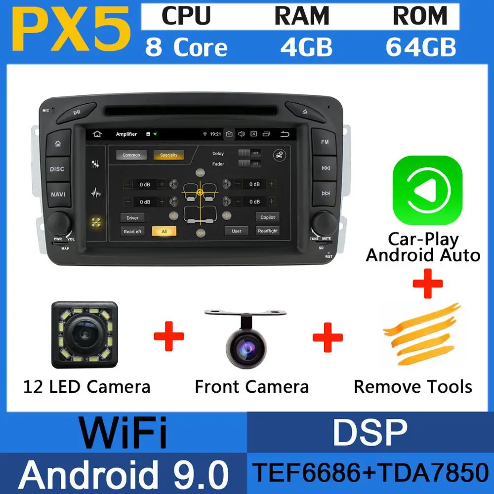 PX6 Octa Core Android 9,0 4+ 64G 5 USB для Mercedes Benz C Class W203 S203 C180 C200 C220 C230 C240 C270 C280 C300 автомобиль радио gps - Цвет: PX5-CarPlay
