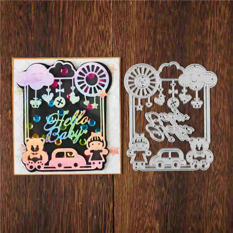 InLoveArts Hello Baby Metal Cutting Dies Cut Die Mold Car Frame Scrapbook Paper Craft Knife Mould Blade Punch Stencils | Дом и сад