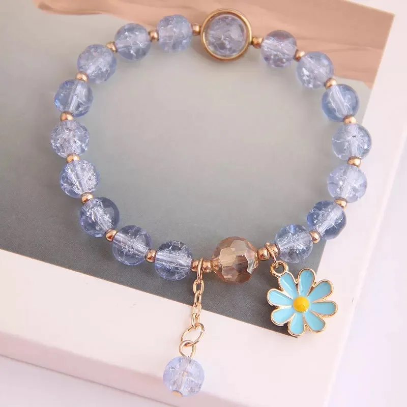 2021 New Korean Flowers Daisy Bracelets Bohemain Colorful Crystal Beaded Bracelet Handmade Elastic Rope Women Pulseira Jewelry - Image 6