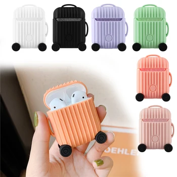 

For AirPods Case Fashion Cute Suitcase Modeling Earphones Pouch For Apple Airpods 2 Earphone Protective Cover Lovely Gift