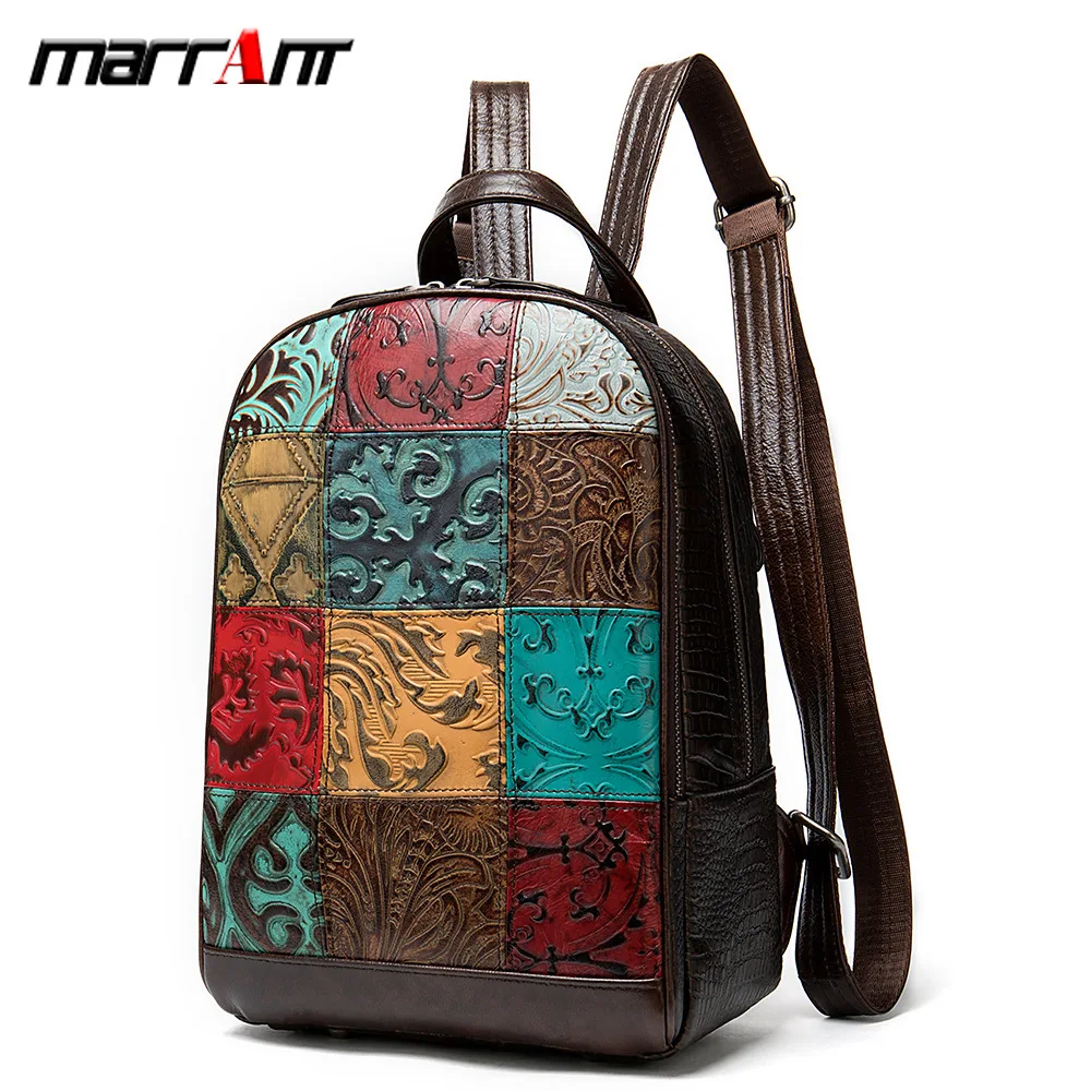 

2020 Outdoor Leisure Men And Women Shoulders Bag Genuine Leather Splicing Big Capacity Backpack 86346