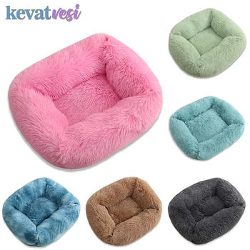 

Dog Bed Sofa Long Plush Dog Cat Bed House Warm Colorful Kennel Square Dog Mat Waterproof Breathable Pet Kitten Sleeping Cushion