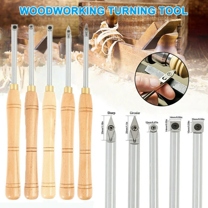 Wood Turning Tool Carbide Insert Cutter Lathe Round Shank for DIY Woodworking DTT88