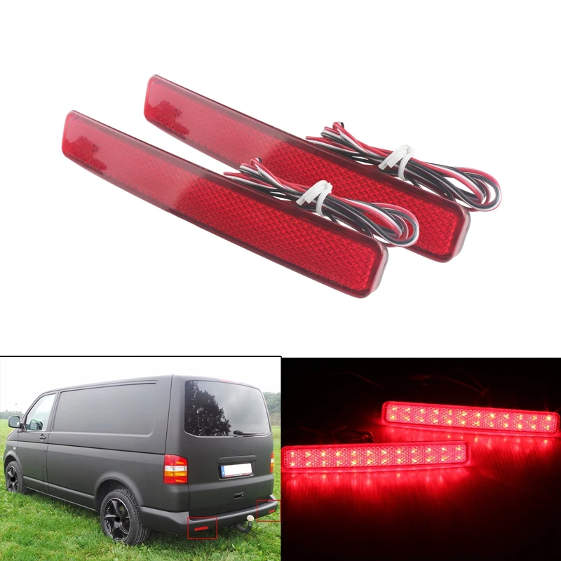 2Pcs Car Rear Bumper Reflector Brake Light Led Taillight For Volkswagen T5 Transporter/ Caravelle / Multivan 2003-2011 | Автомобили и
