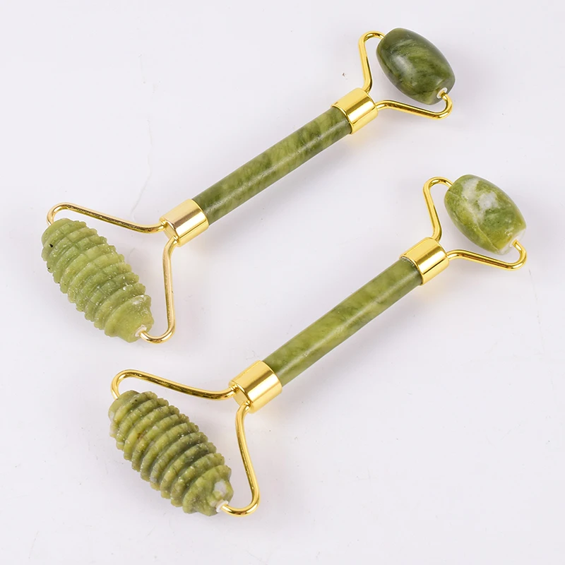 Wholesale Acupuncture Massager Sawtooth Jade Roller Face Care Massage Tool Natural Rose Quartz Stone Gua Sha Health Neck Relax