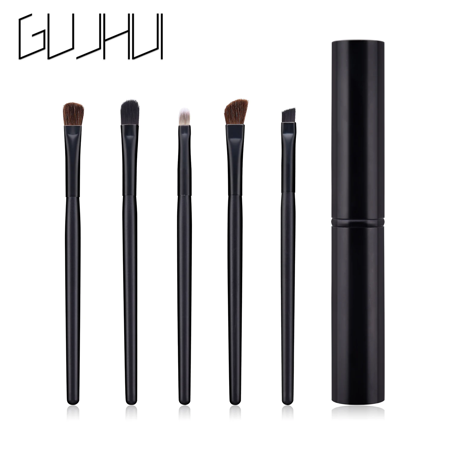 1/5/20pcs/Set Eye Makeup Brush Nylon Fiber Eye Shadow Brush Eyebrow Brush Foundation Brush Cosmetics Tool Makeup Brush Cleaner - Handle Color: 5 set black