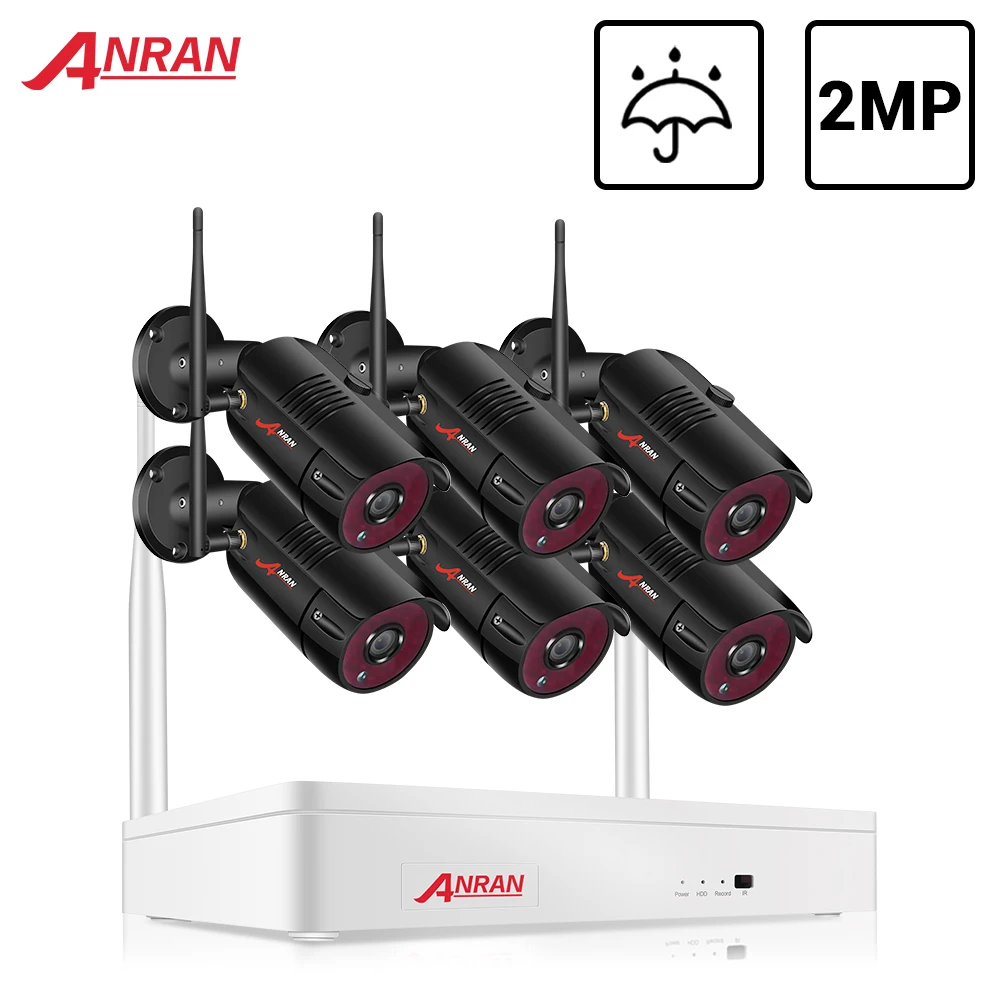 Система видеонаблюдения ANRAN H.265 уличная водонепроницаемая IP камера 6 каналов 2 МП