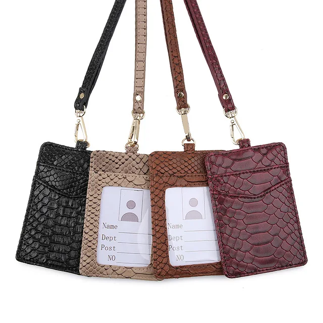 PUOU 2025 Snake Pattern Card Holder Multi-function ID Case Credit Card Holder For Female Leather Work Card Bus Card Holder 3